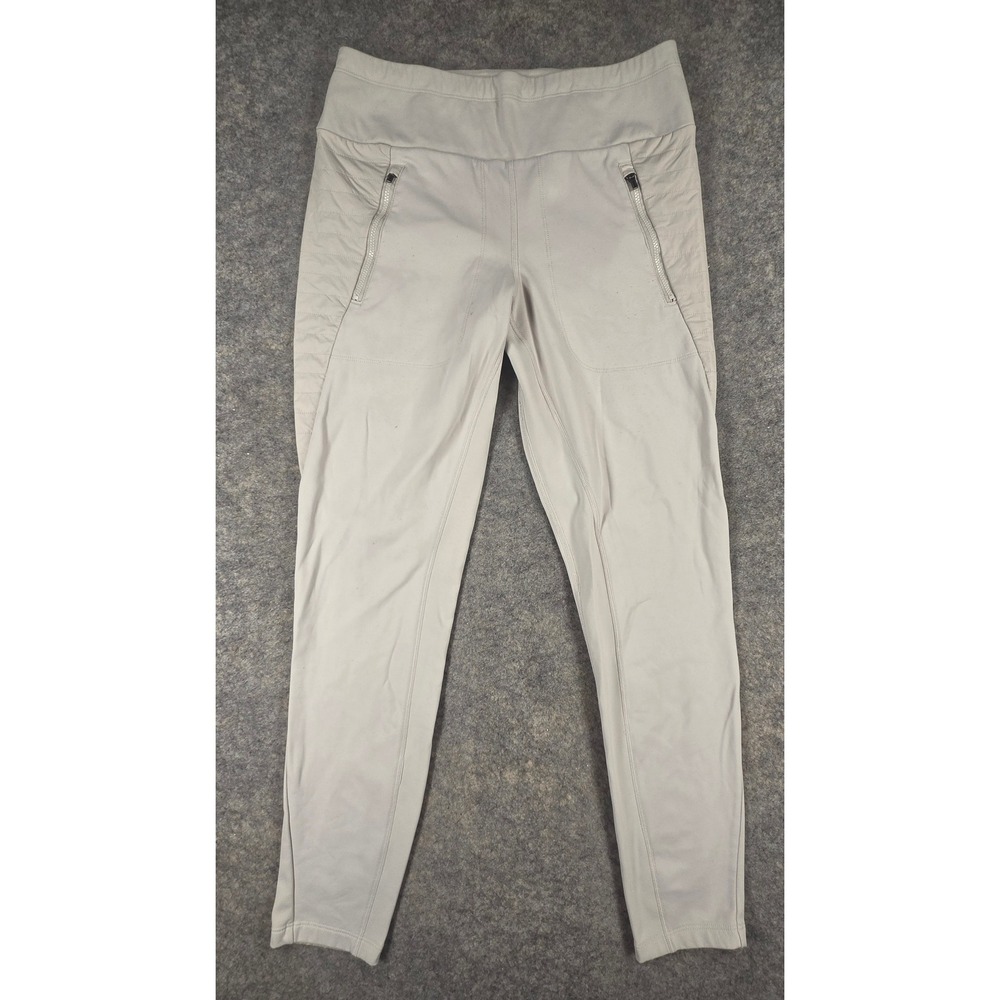 Athleta Peak Hybrid Fleece Tight Gray Leggings Size M Zipper Pockets Warm Active